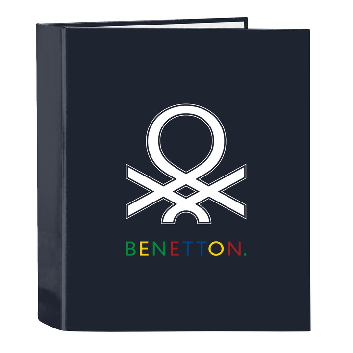 Папка с рингове, Benetton, картон, A4, тъмносиньо