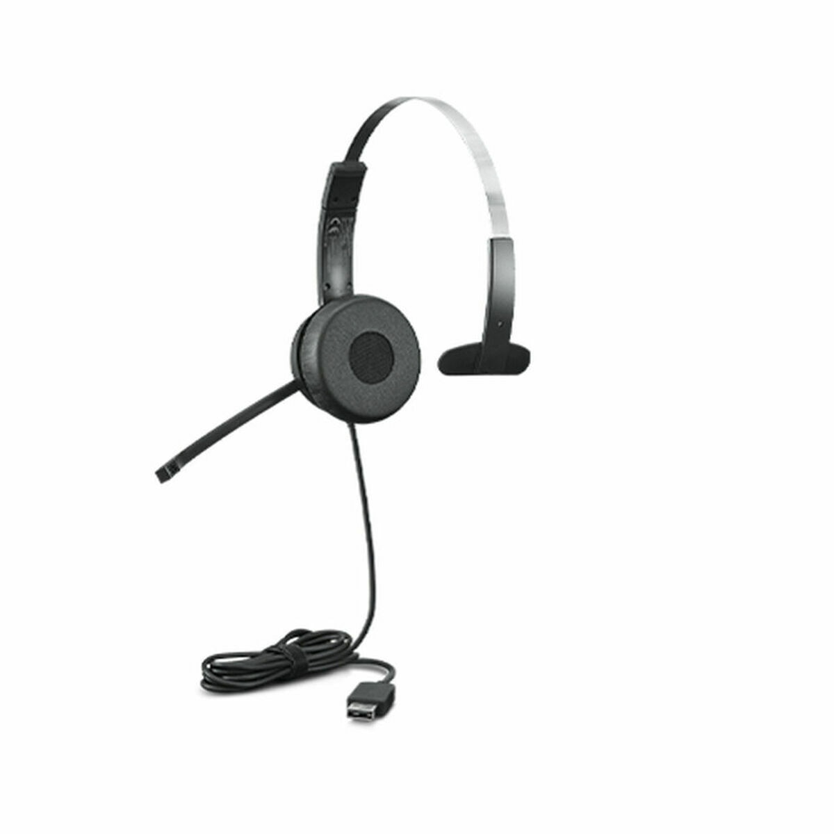 Casti cu fir Lenovo, Microfon, USB-A, Piele, Negru