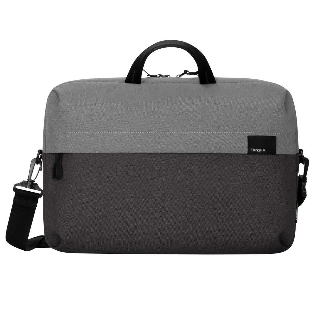 Geanta laptop Targus Sagano EcoSmart, pentru laptopuri de 16" sau mai mici, material RPET500, dimensiuni: 42 x 5 x 30 cm, greutate 0.53 kg, negru/gri