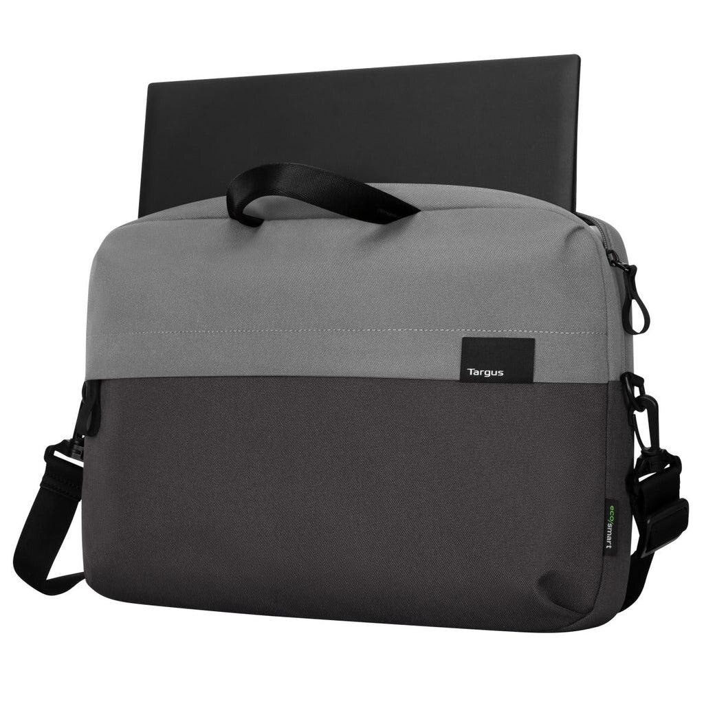 Geanta laptop Targus Sagano EcoSmart, pentru laptopuri de 16" sau mai mici, material RPET500, dimensiuni: 42 x 5 x 30 cm, greutate 0.53 kg, negru/gri