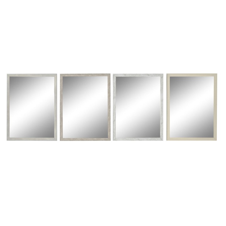 Set 4 oglinzi de perete, DKD Home Decor, cristal, multicolor, 56x2x76cm