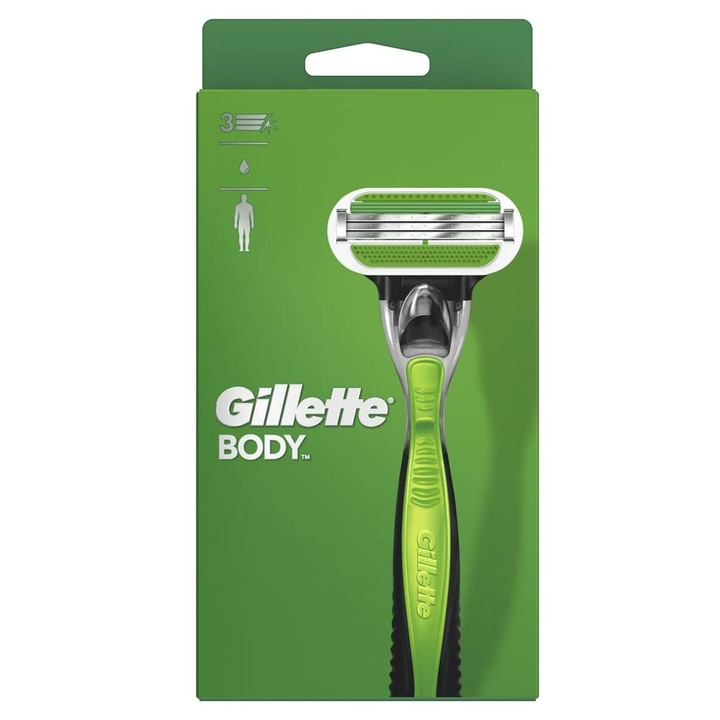 Самобръсначка, Gillette, 3 ножчета, зелено/черно