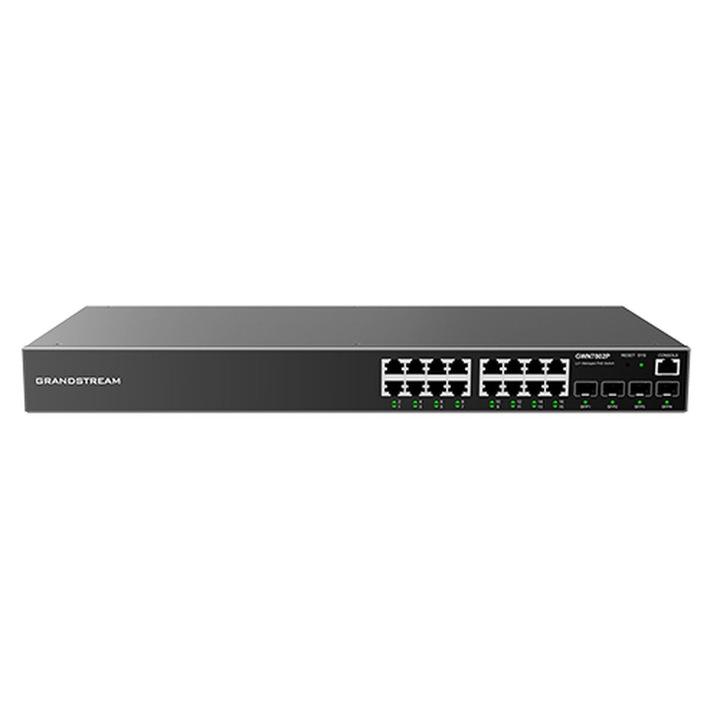 Kapcsoló Grandstream felügyelet nélkül, 16x RJ45, 4x SFP, Gigabit Ethernet, 30 W