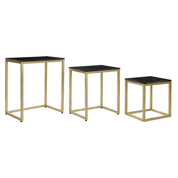 Комплект от 3 декоративни маси, DKD Home Decor, мрамор/желязо, 50x35x60 см, многоцветни