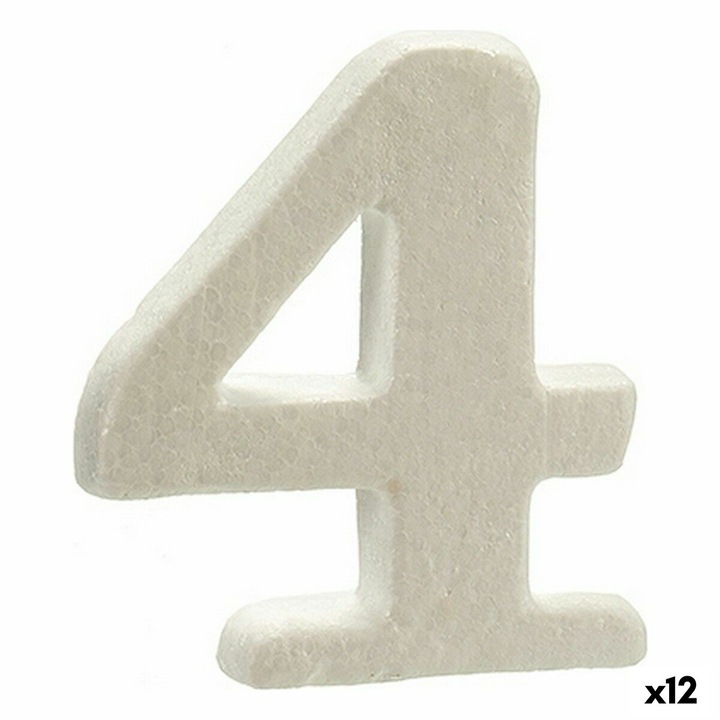 Set Numere Decorative Pincello, Polistiren, Alb, 2x15x10cm, 12 Bucati