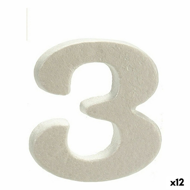 Set Accesorii Decorative Pincello, Numerele 3, Polistiren, Alb, 2x15x10cm
