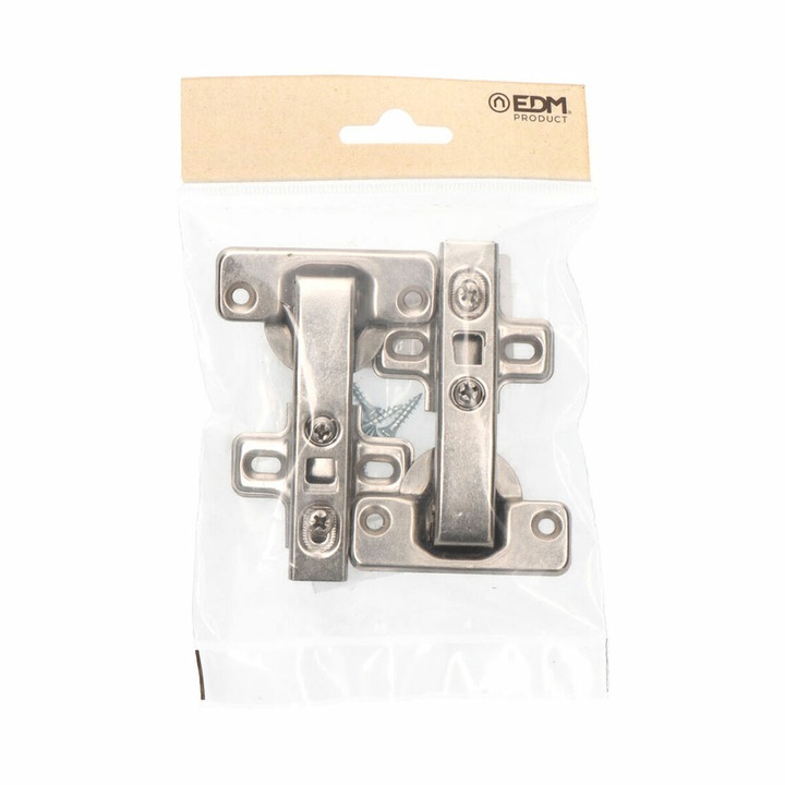 Set 2 balamale EDM, metal, finisaj zincat, argintiu, 90 grade, pentru dulap