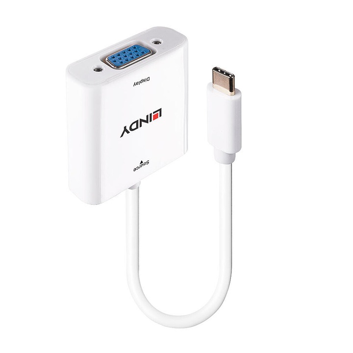 Lindy Plug and Play USB C-VGA adapter, fehér