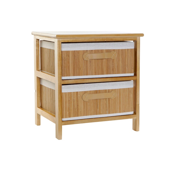 DKD Home Decor скрин, масивно дърво, 2 чекмеджета, кафяво/бяло, 42x32x45 см