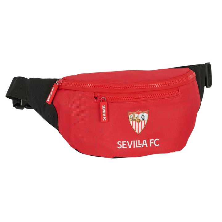 Sevilla Futbol Club sporttáska, fekete-piros, 23x12x9cm