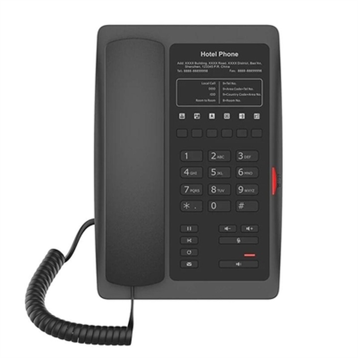 Telefon cu fir pentru hotel Fanvil H3, negru, memorie interna 16MB, PoE