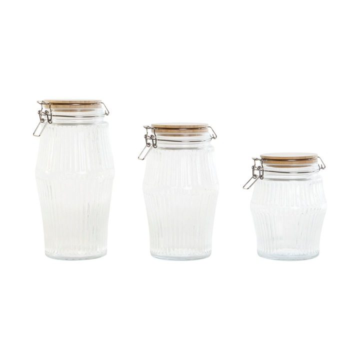 Set 3 Borcane Decorative Home Esprit, Transparent, 13.5x13.5x27cm