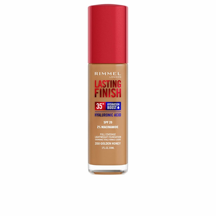 Fond de ten, Rimmel London, Lasting Finish, SPF 20, Nuanta 350 Golden Honey, 30ml