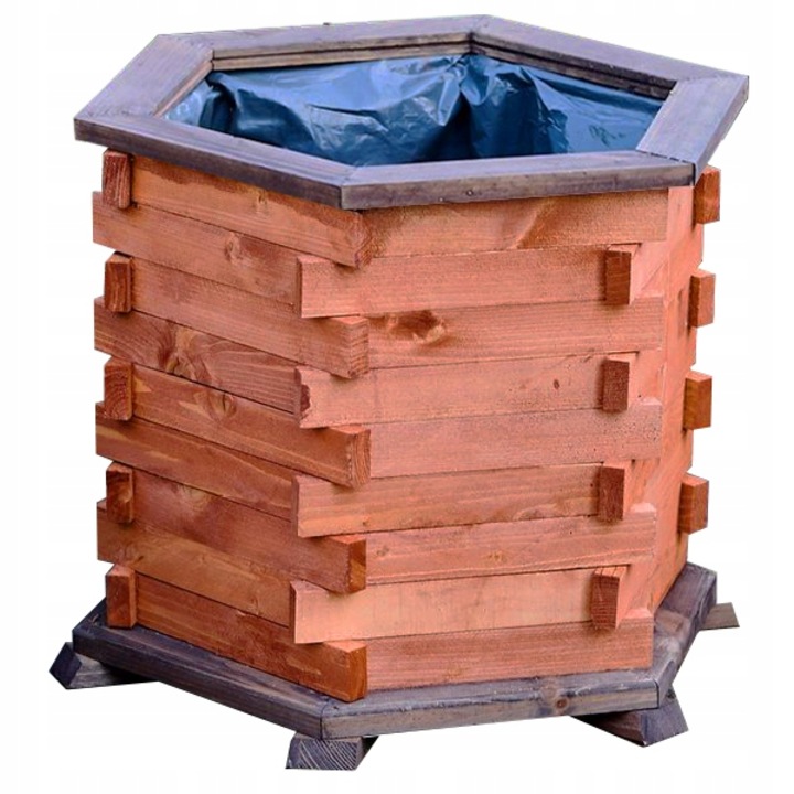 Ghiveci de gadina, Koniuszek Ogrody, Lemn masiv, 50 x 40 cm, Maro/Maro