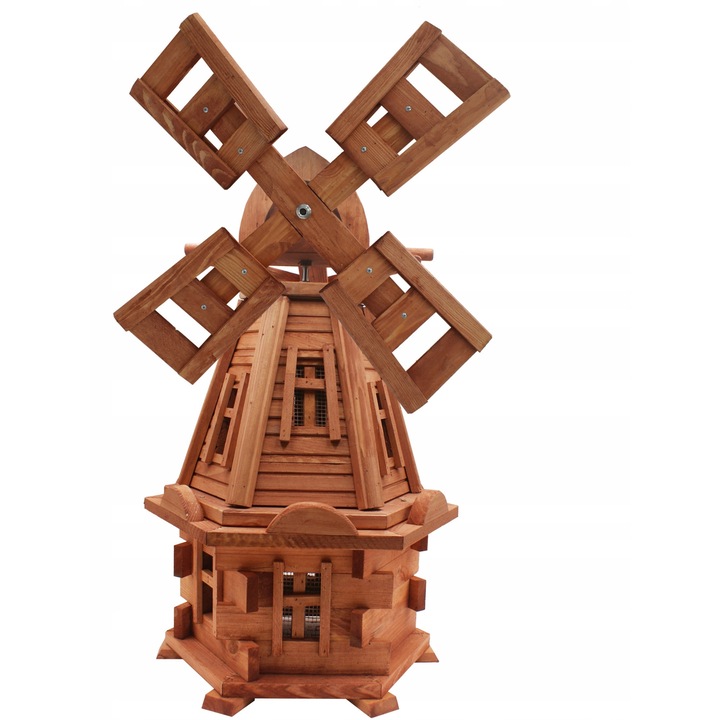Moara de vant decorativa pentru gradina, Koniuszek Ogrody, Lemn, 85cm, Maro