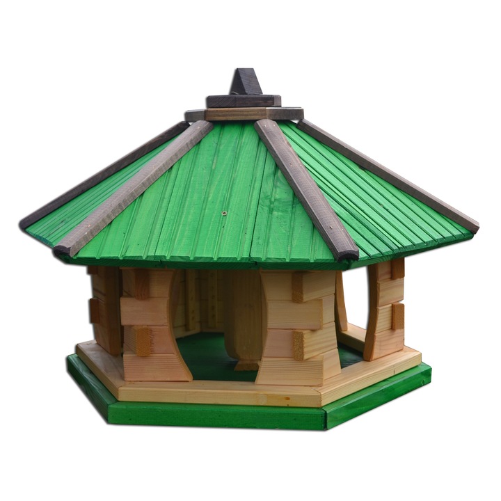 Hranitor pentru pasari, Koniuszek Ogrody, Lemn, Maro/Verde