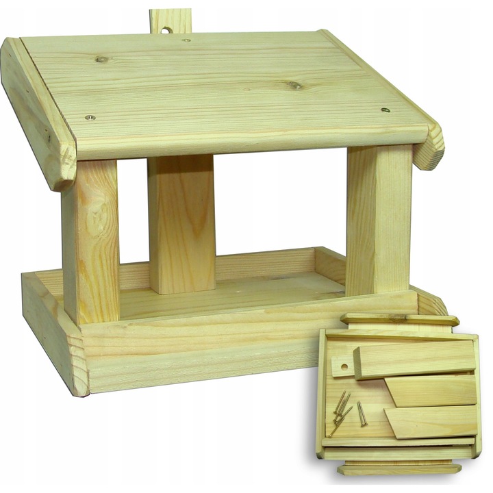 Casuta de hranire pentru pasari Koniuszek Ogrody, lemn de pin, natur