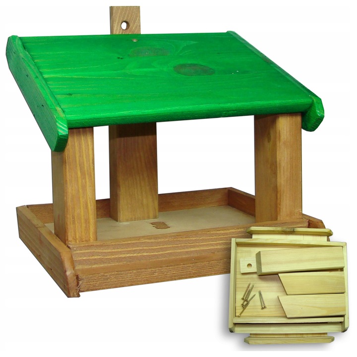 Casuta de hranire pentru pasari Koniuszek Ogrody, lemn de pin, verde