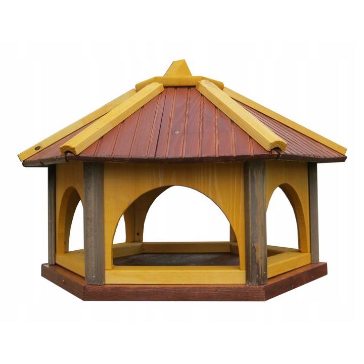 Hranitor pentru pasari, Koniuszek Ogrody, Lemn, 60 x 42 x 47 cm, Maro