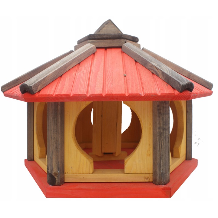 Hranitor pentru pasari, Koniuszek Ogrody, Lemn, Rosu