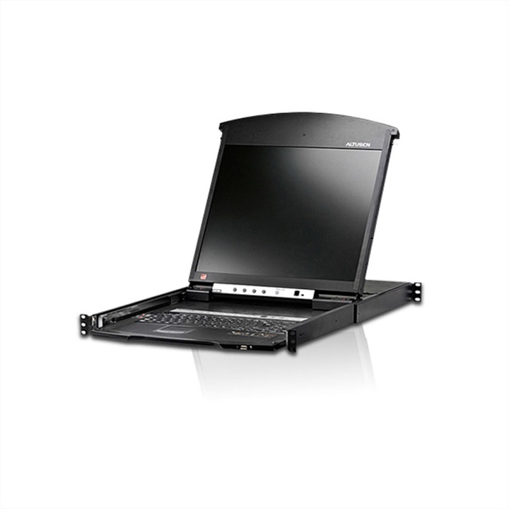 Comutator KVM, ATEN, KL1516AiM, 43 cm TFT, VGA, PS/2-USB prin Cat 5, 16 porturi, Germana, Negru