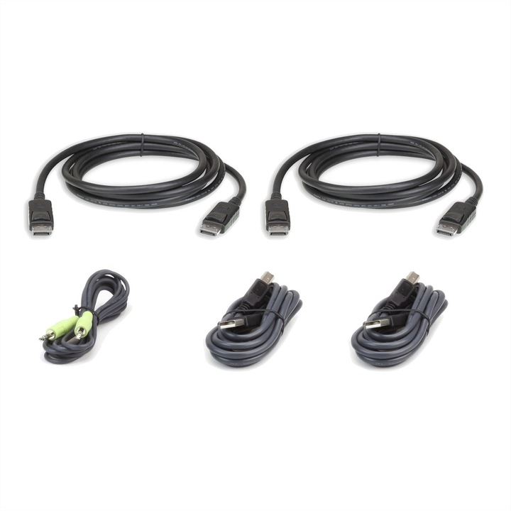 Set de cabluri KVM, ATEN, USB DisplayPort Dual Display, Negru
