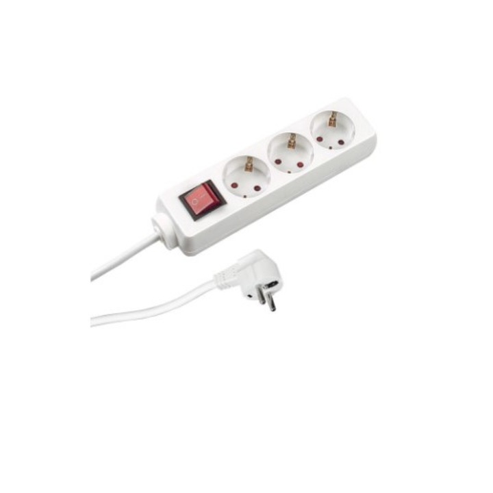 Удължителен кабел Bachmann 3 гнезда 1.5м бял