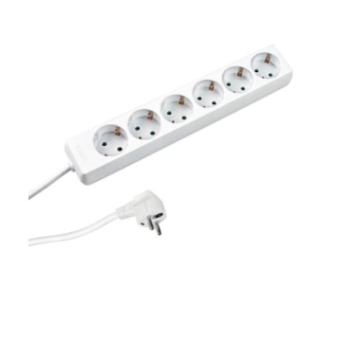 Удължителен кабел Bachmann, 6 гнезда, 1,5 м, Бял