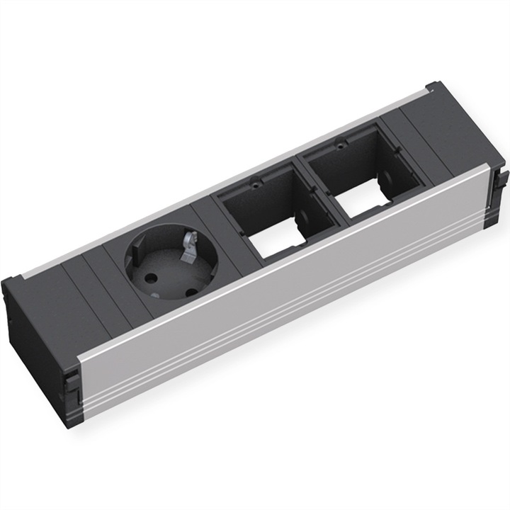 Stecher prelungitor Bachmann, 1 priza, Negru/Argintiu