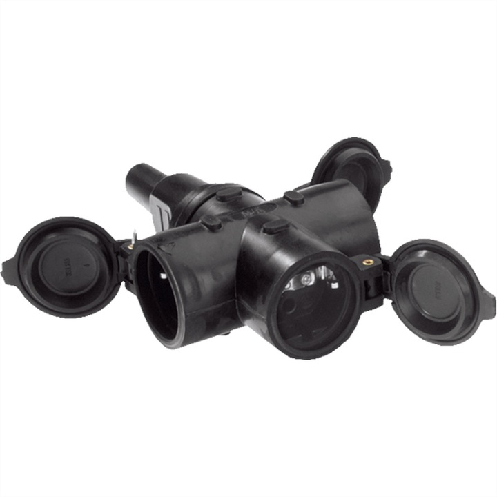 Protectie priza din cauciuc masiv, BACHMANN, conector 3x, negru