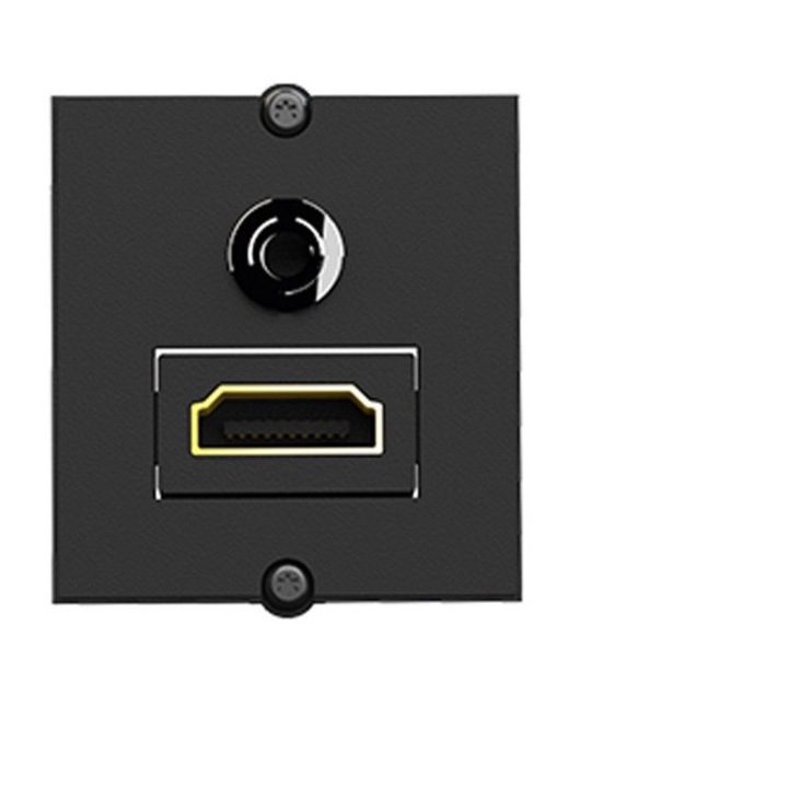 Cadru BACHMANN 1xHDMI 90°+1xMiniJack, Negru