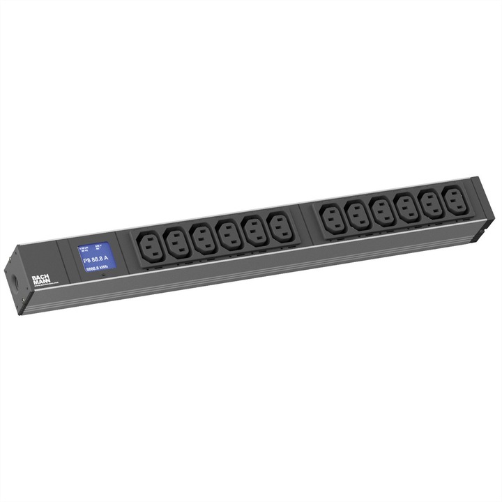 PDU, Bachmann, 1U 12x C13, 482.6 x 44 x 44 mm, Negru
