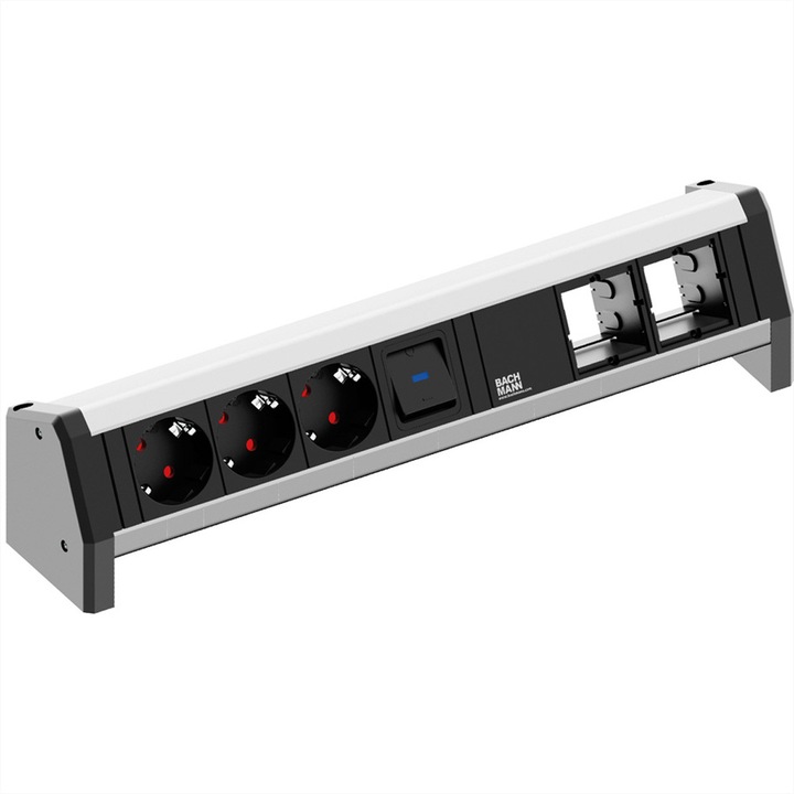 Гнездо, Bachmann, 3x заземени контакта, 2x ABD, Черен