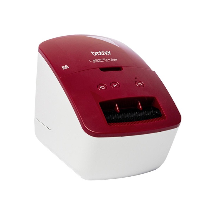 Imprimanta etichete, Brother, 300 X 600 dpi, USB, Alb/Rosu