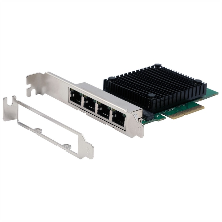 PCIe мрежова карта, Exsys, EX-60114, 4 порта, многоцветна