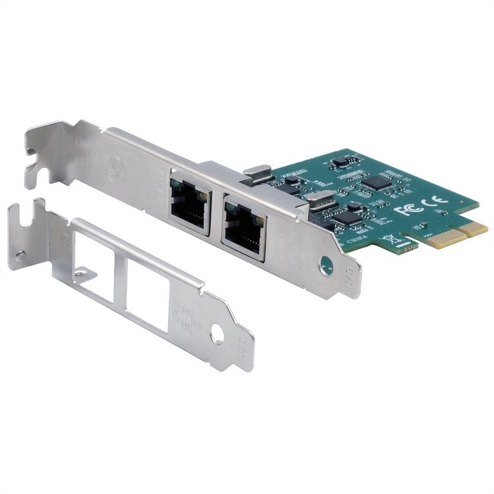 Мрежова карта ExSys EX-60102, Gigabit Ethernet, Dual Port RJ45, PCIe, Jumbo Frame, Wake-on-LAN