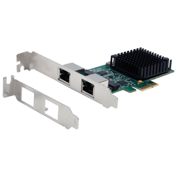 PCIe мрежова карта, EXSYS, EX-60112 с 2 порта, 2.5G
