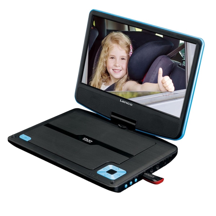 DVD player portabil, Lenco, 9 inch, Negru/Albastru