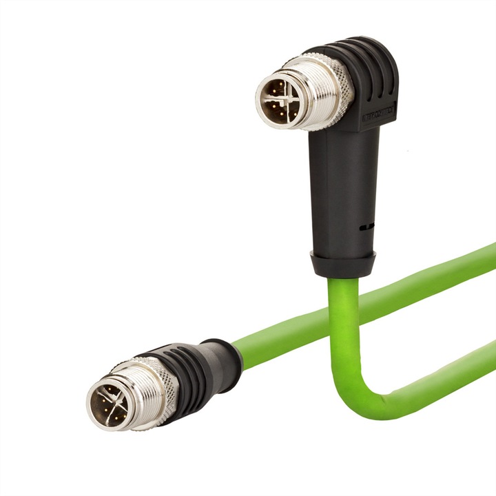 Cablu Ethernet, Metz Connect, M12 8-pini, 2m, Verde