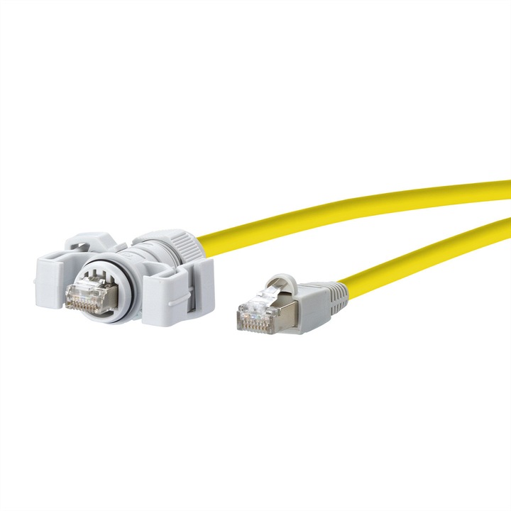 Мрежов кабел, Metz Connect, RJ45, IP67, S/FTP, 5 м, Жълт