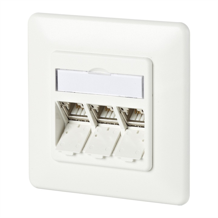 Мрежов контакт, Metz Connect, 3 порта, 180°, бял