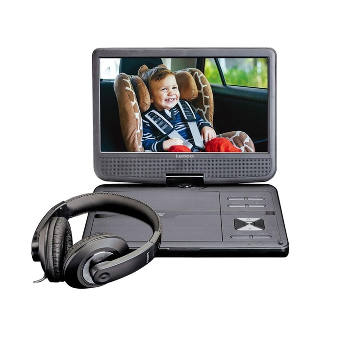 Преносим DVD плейър, Lenco, Екран 10'', Черен