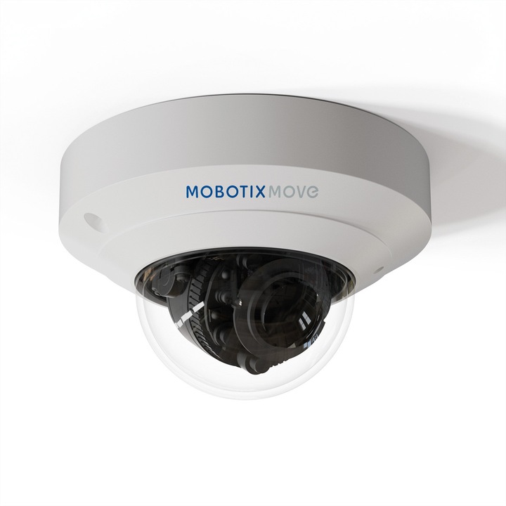 Camera de interior mini-dome, Mobotix Move, 5 MP, 108 grade, IR, LED, 15 m, Alb/Negru