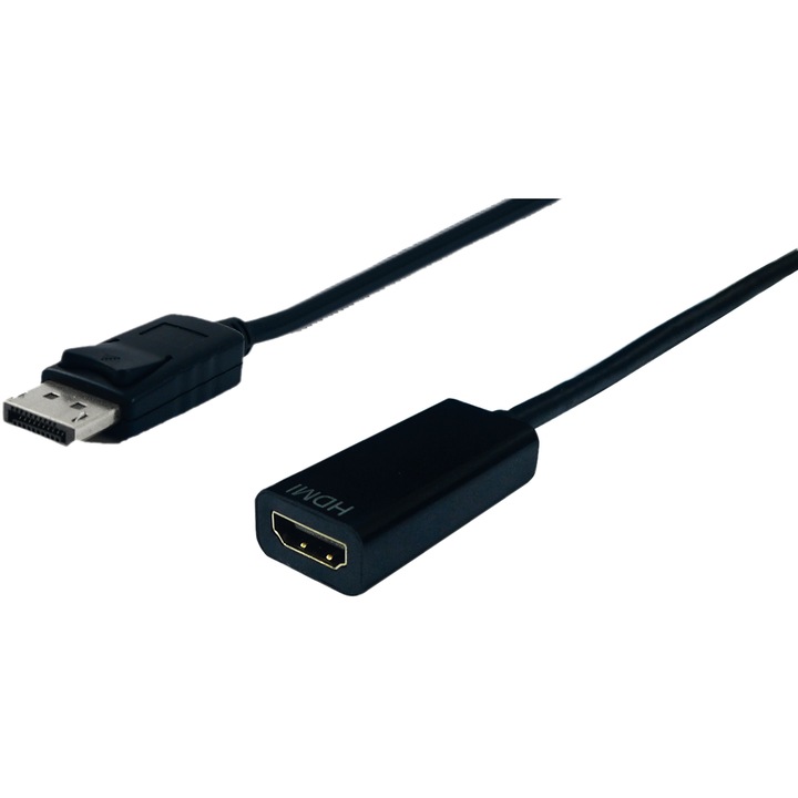 Adapterkábel v1.2, DisplayPort dugasz - HDMI aljzat, fekete, 0,15 m