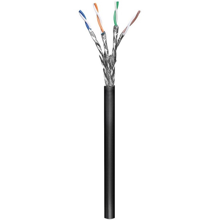 Мрежов кабел CAT 7, S/FTP (PiMF), черен, 305 м