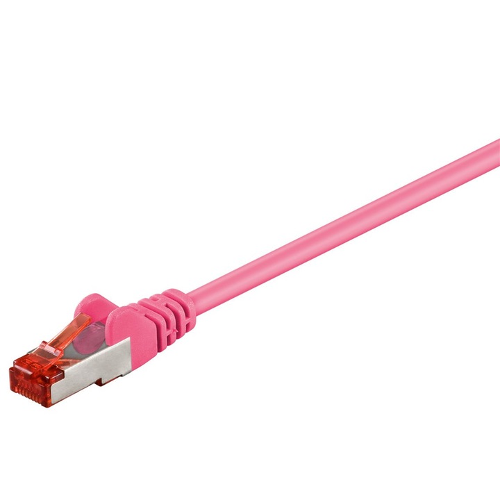 Cablu conector CAT 6, S/FTP, 1.5 m, Roz