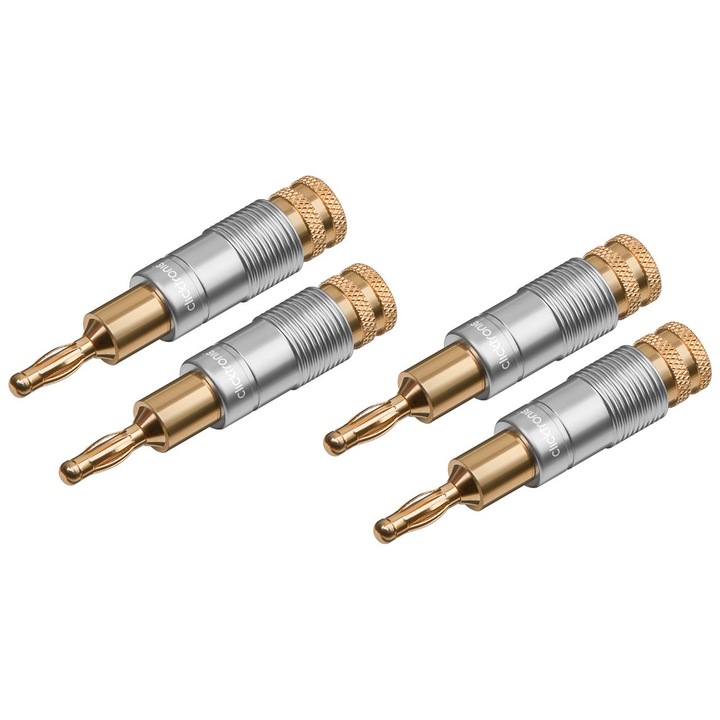 Set 4 conectori cabluri, CLICKTRONIC, Metal, 6.0 mm², Auriu/Argintiu