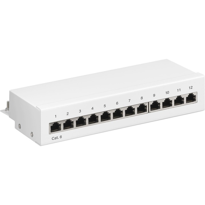 Patch panel, 12 porturi, CAT 6, Alb