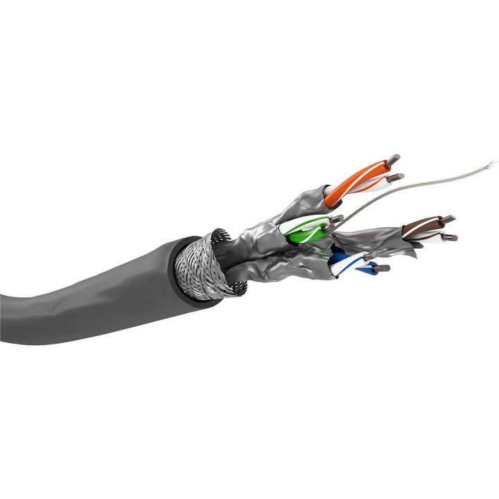 Мрежов кабел, CAT 6, Goobay, S/FTP, 100 m, сив