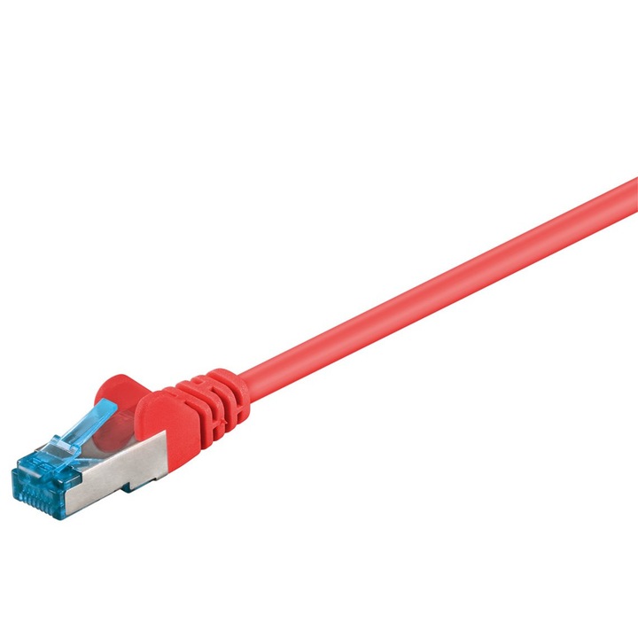 Cablu conector CAT 6A, S/FTP (PiMF), Rosu, Lungime cablu 20 m